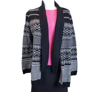 Talbots Wool Nylon Nordic Style Open Front Knit Cardigan Medium Petite